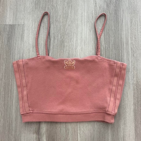 Adidas Blush Pink y2k cami Crop Top with Gold Decal - Picture 1 of 4